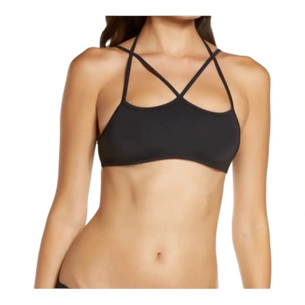 Frankies Bikinis Aleisha Eco Bikini Top in Black NWOT